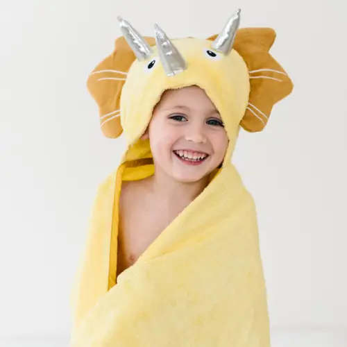 toddler hooded towel yellow dinosaur