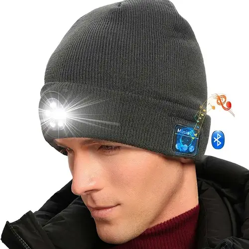 wireless bluetooth led hat with music speakers light winter gift
