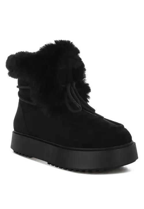 bunting faux fur collar flatform boots