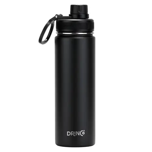 drinco® 22oz stainless steel sport water bottle black