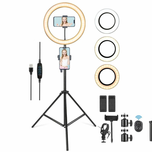 led ring light with phone tripod stand kit 10"