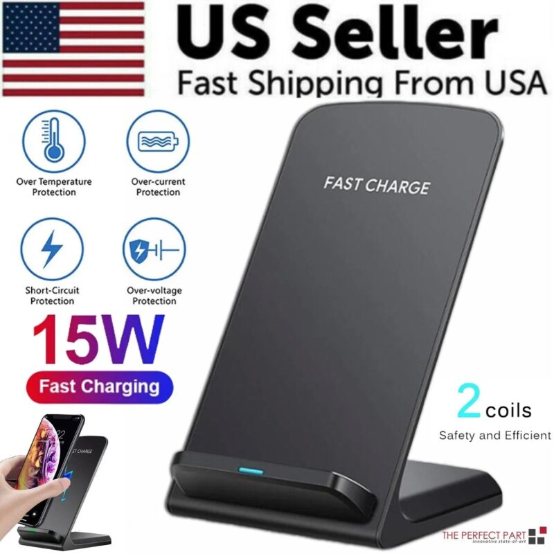 Qi Wireless Fast Charger Charging Pad Stand Dock For Galaxy Phone