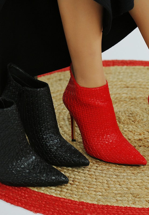 lolita woven texture stiletto boot