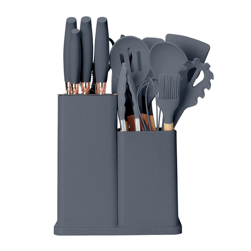 19 piece cooking utensils and knife block set